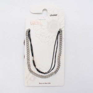 Carisma Women's‎ Black and Silver Tone Chain Choker Necklace